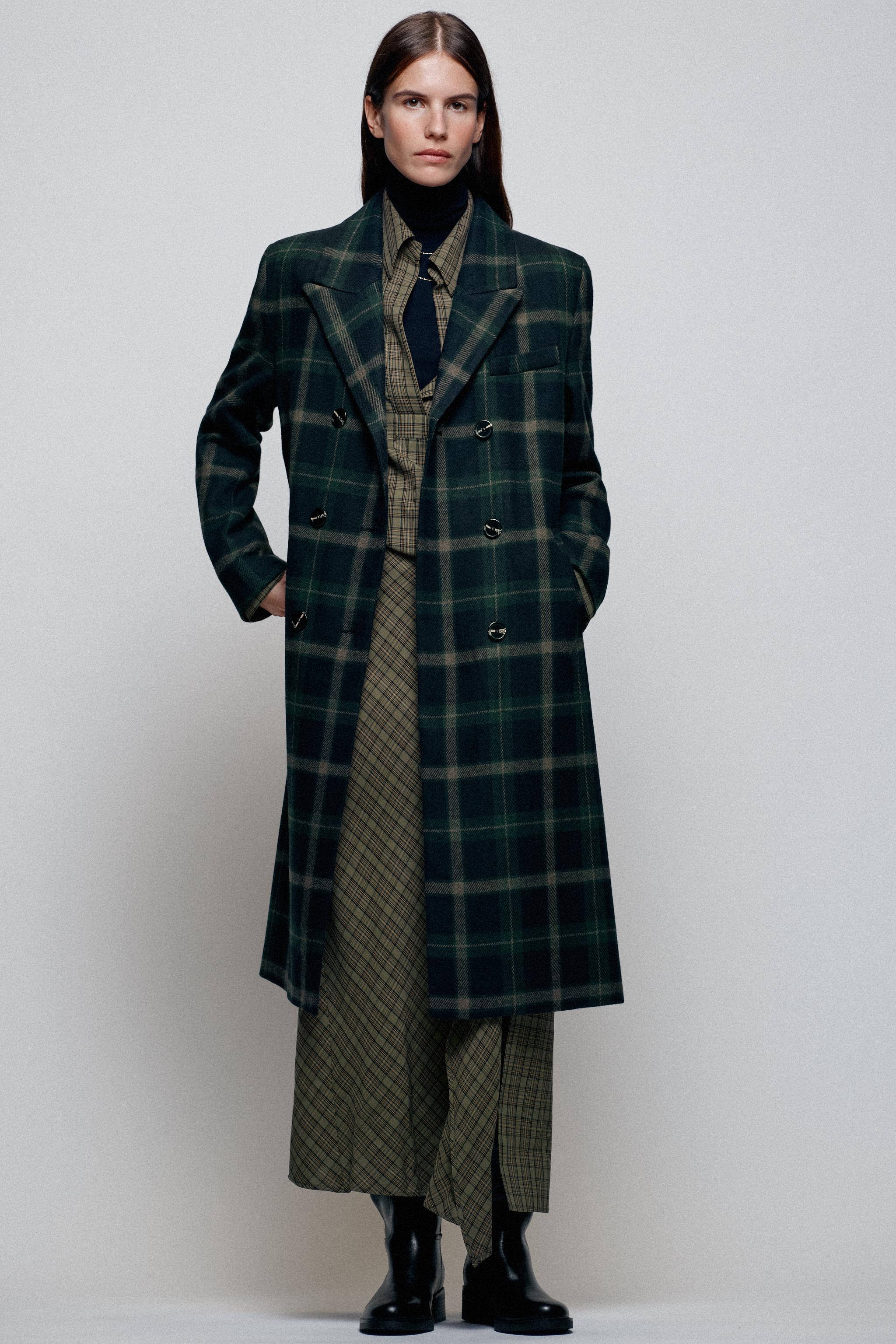 Long Checked Coat by Zara