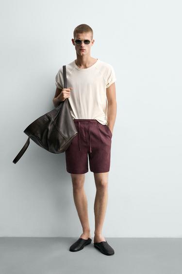 Zara BERMUDE RELAXED FIT OD 100% LANA – Burgundac