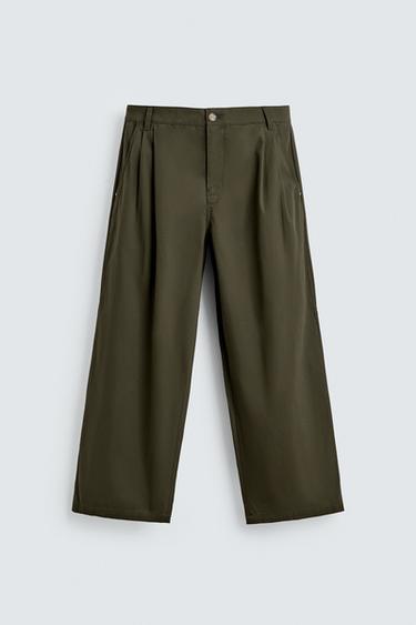 WIDE-LEG CHINO TROUSERS - Khaki by Zara - Image 0