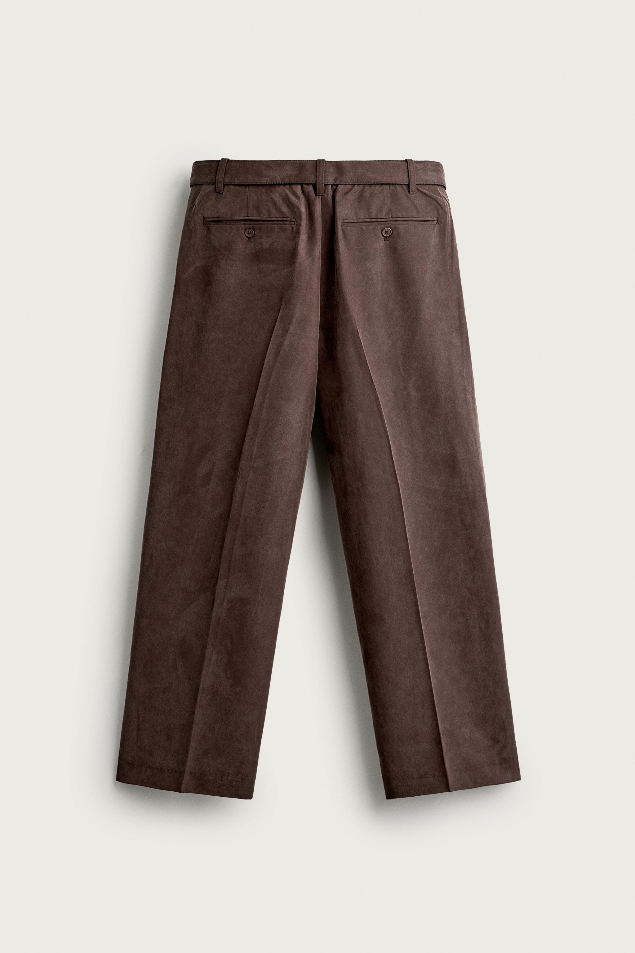 RELAXED-FIT BELTED FLUID TROUSERS