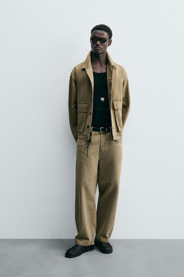 Zara LIMITED EDITION DENIM OVERSHIRT - Khaki - Image 0