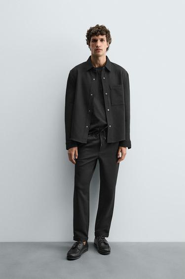 EASY CARE JOGGER WAIST TROUSERS - Black by Zara