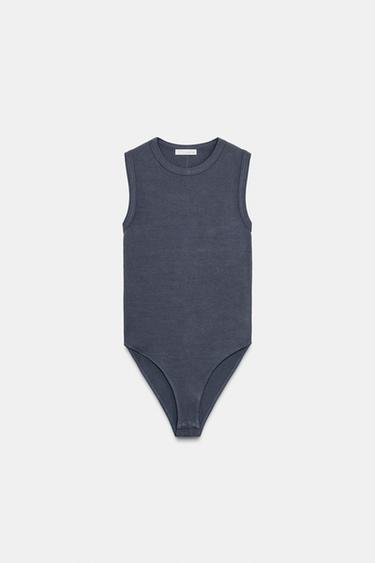 BODY MANGA SISA - Azul de Zara