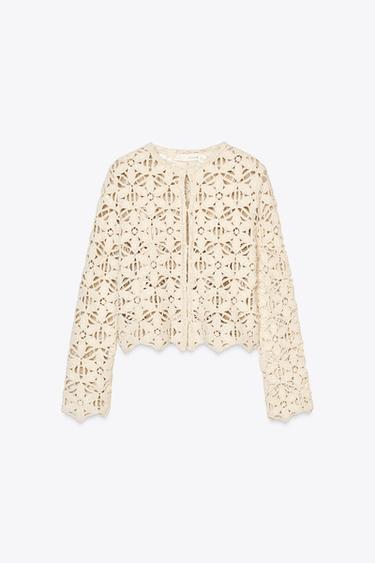 SEQUINNED MACRAMÉ JACKET - Ecru by Zara