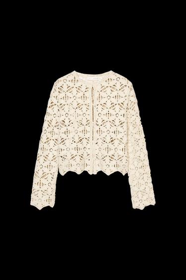 SEQUINNED MACRAMÉ JACKET - Ecru by Zara - Image 0