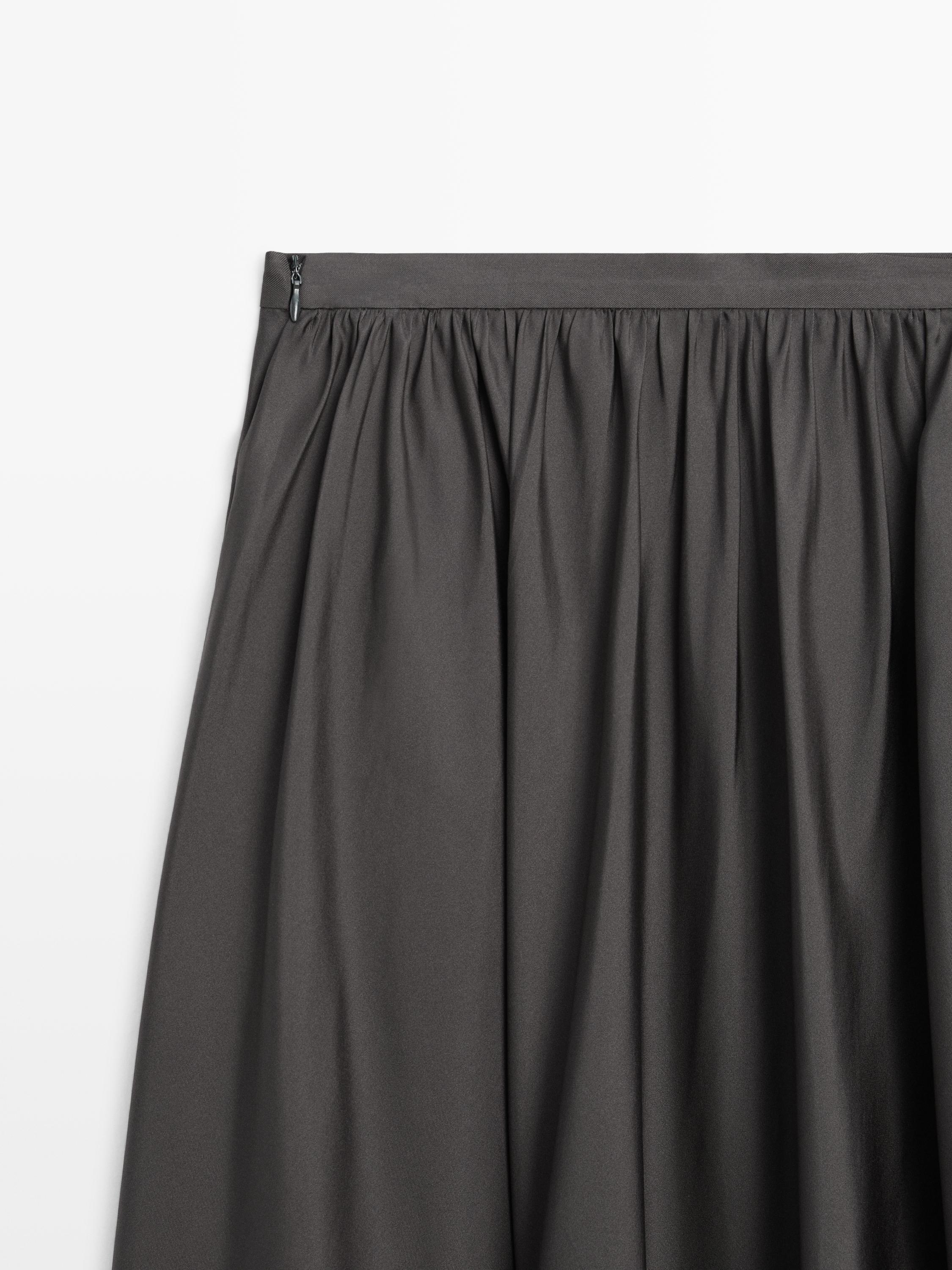 Draped 100% silk midi skirt - LIMITED