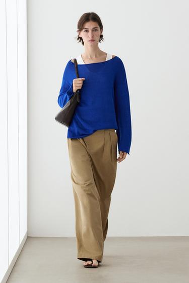 Zara 100% mercerised cotton sweater - Bluish - Image 0