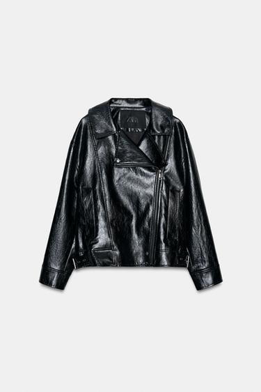 ZW COLLECTION LEATHER EFFECT JACKET - Black by Zara - Image 6