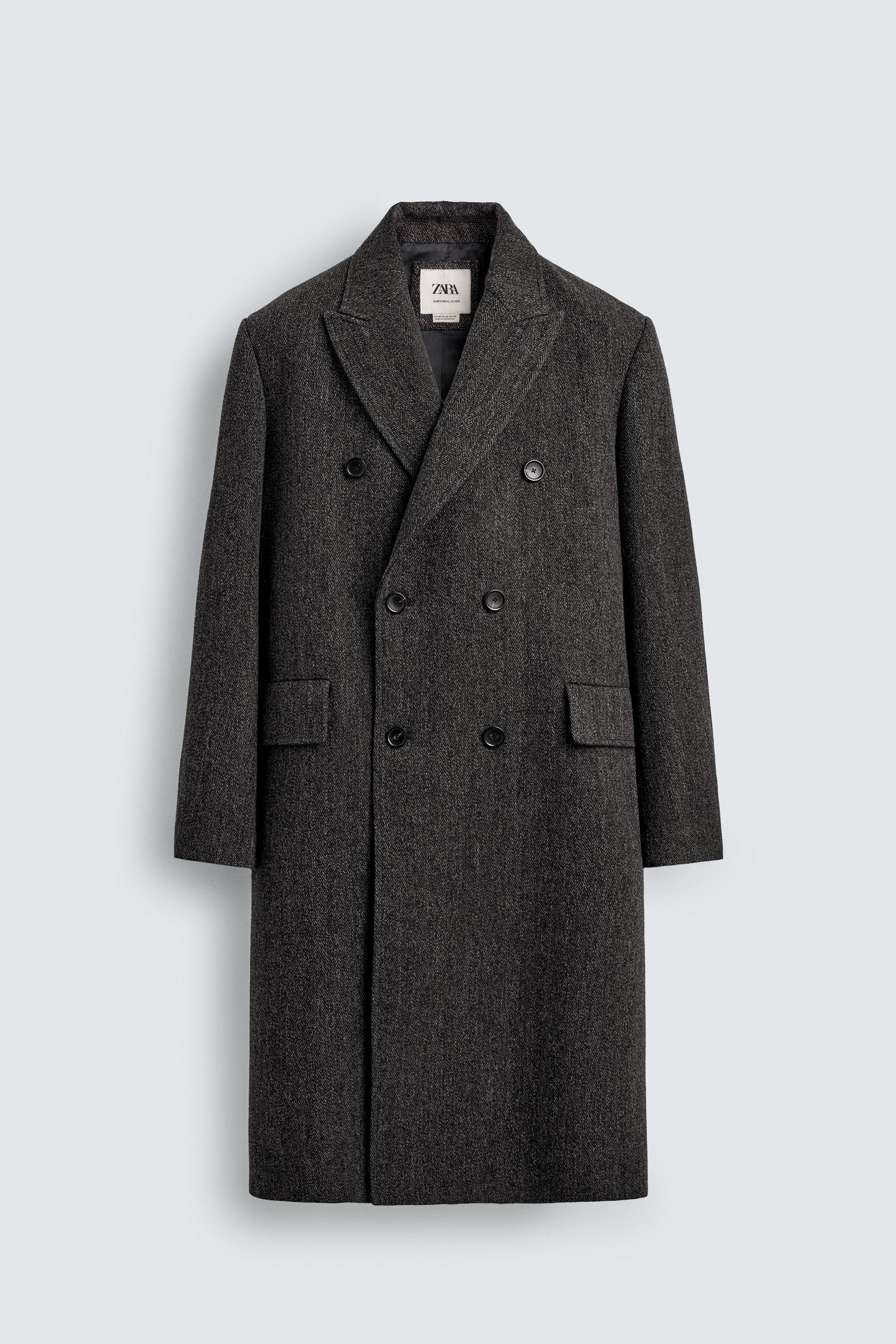 LIMITED EDITION HERRINGBONE DOUBLE BREASTED WOOL BLEND COAT
