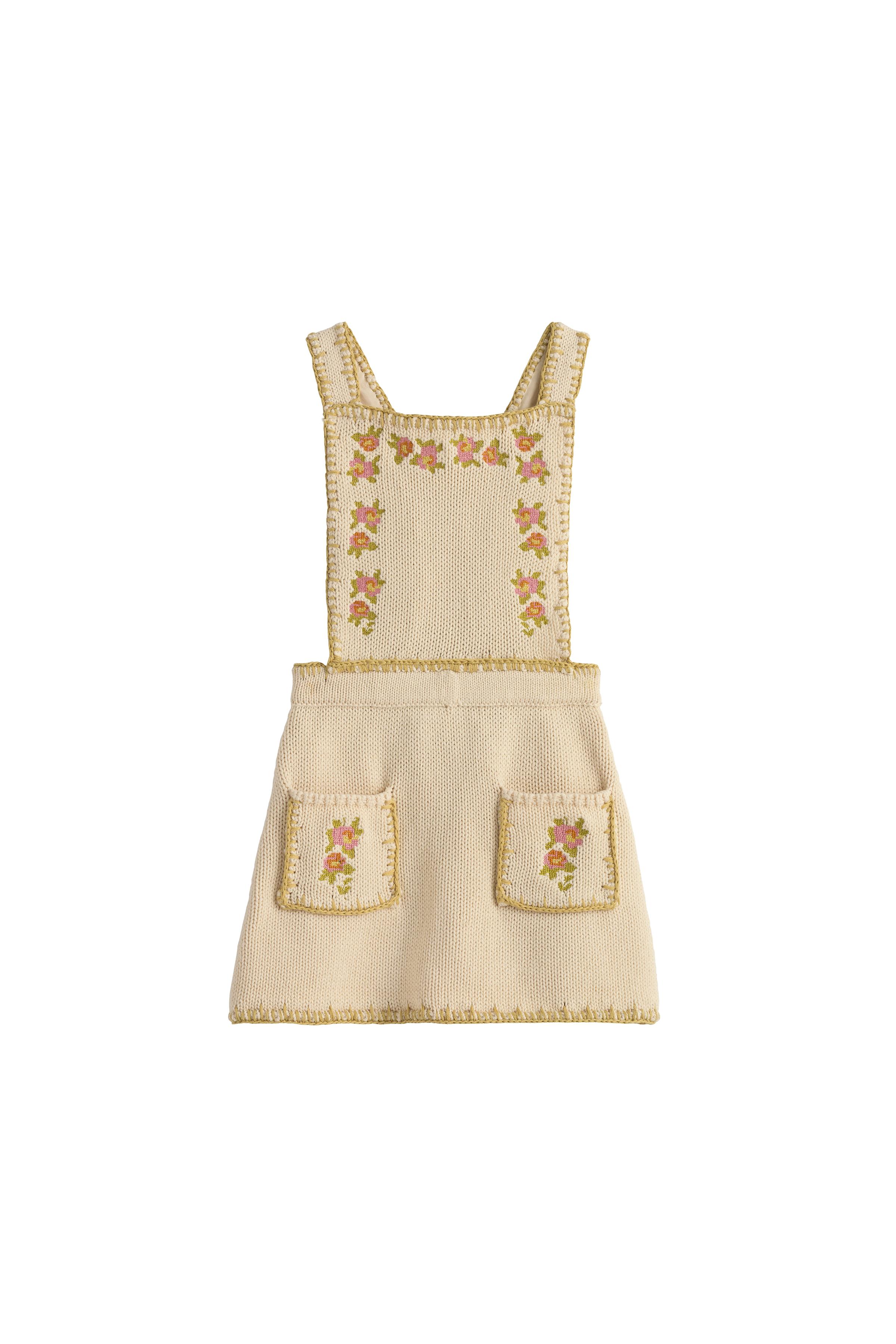 LIMITED EDITION EMBROIDERED CROSS-STITCH KNIT PINAFORE DRESS