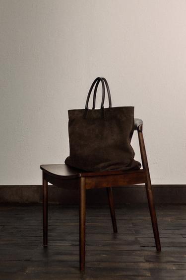 LIMITED EDITION LEATHER TOTE BAG - Brown by Zara