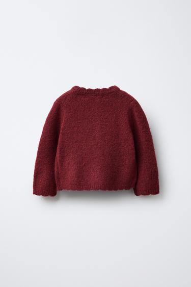 VELVET BOW CARDIGAN - Burgundy by Zara - Image 1