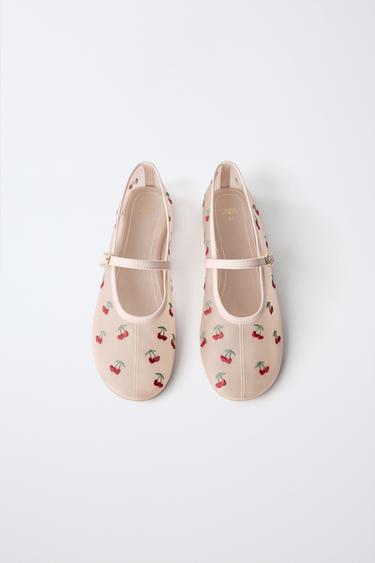 EMBROIDERED CHERRY BALLET FLATS - Pink by Zara - Image 3