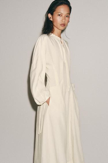 ZW COLLECTION FITTED WAIST DRESS - Butter by Zara - Image 3