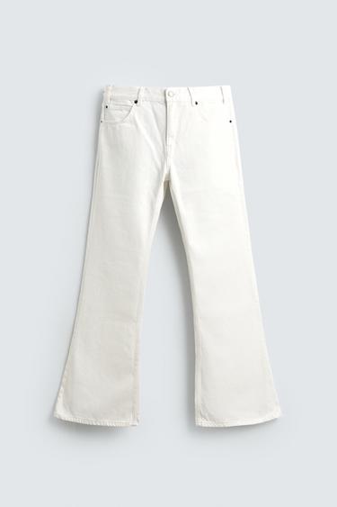Zara FLARE FIT JEANS - White