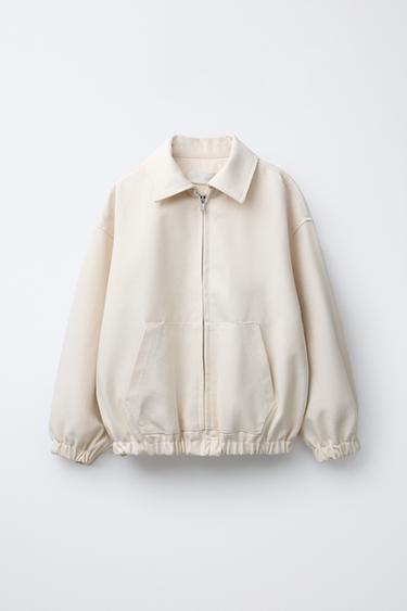 JAQUETA BOMBER DE LONA 100% LINHO - Branco-marfim da Zara