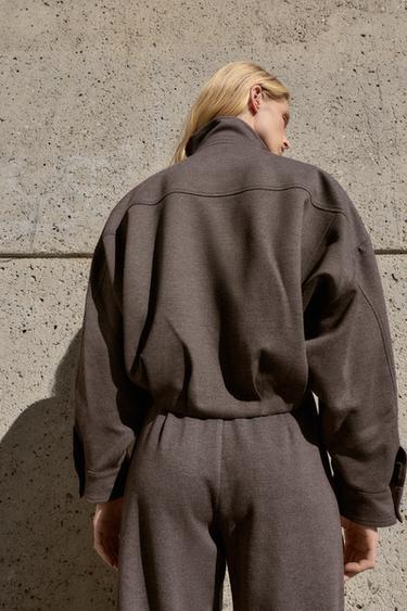 VESTE BOMBER À COL MONTANT - marron chiné de Zara - Image 2