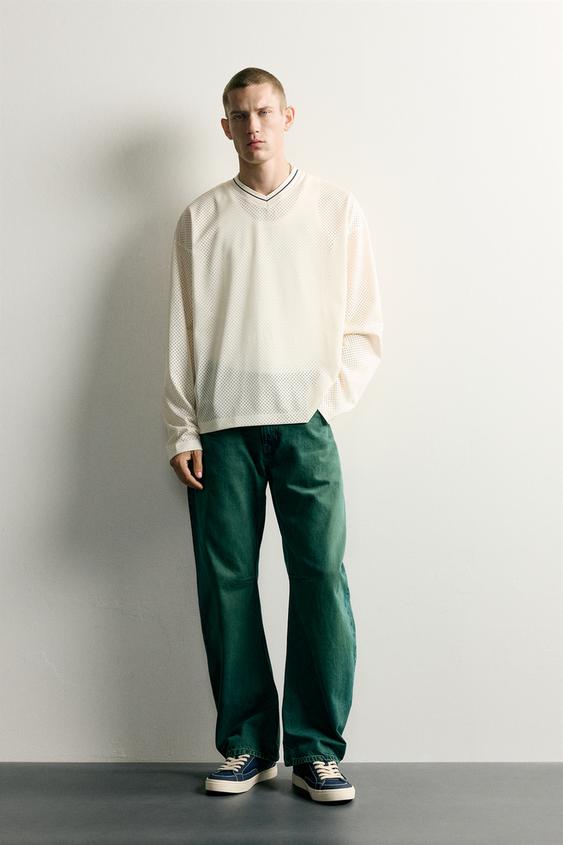 OPEN WEAVE RELAXED FIT T-SHIRT - Oyster-white by Zara - Image 0
