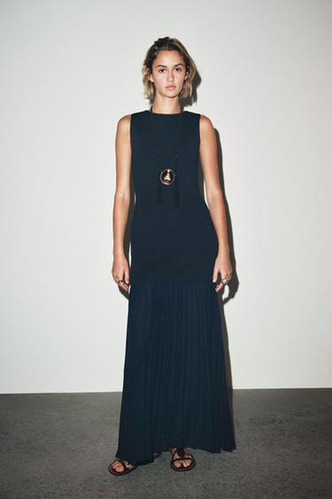 ROBE EN MAILLE BIMATIÈRE - Bleu de Zara - Image 0
