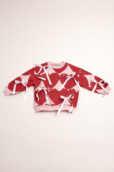HEART PRINT SWEATSHIRT - Burgundy by Zara - Image 0