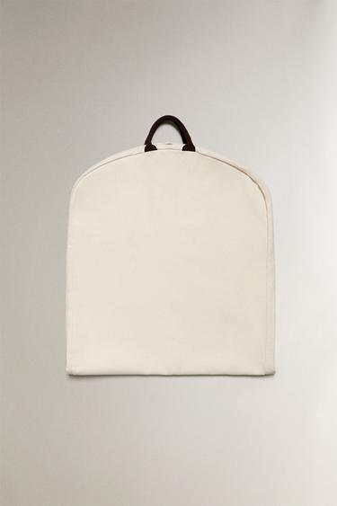 TRAVEL SUIT BAG WITH LEATHER DETAIL - Ecru by Zara - Image 2
