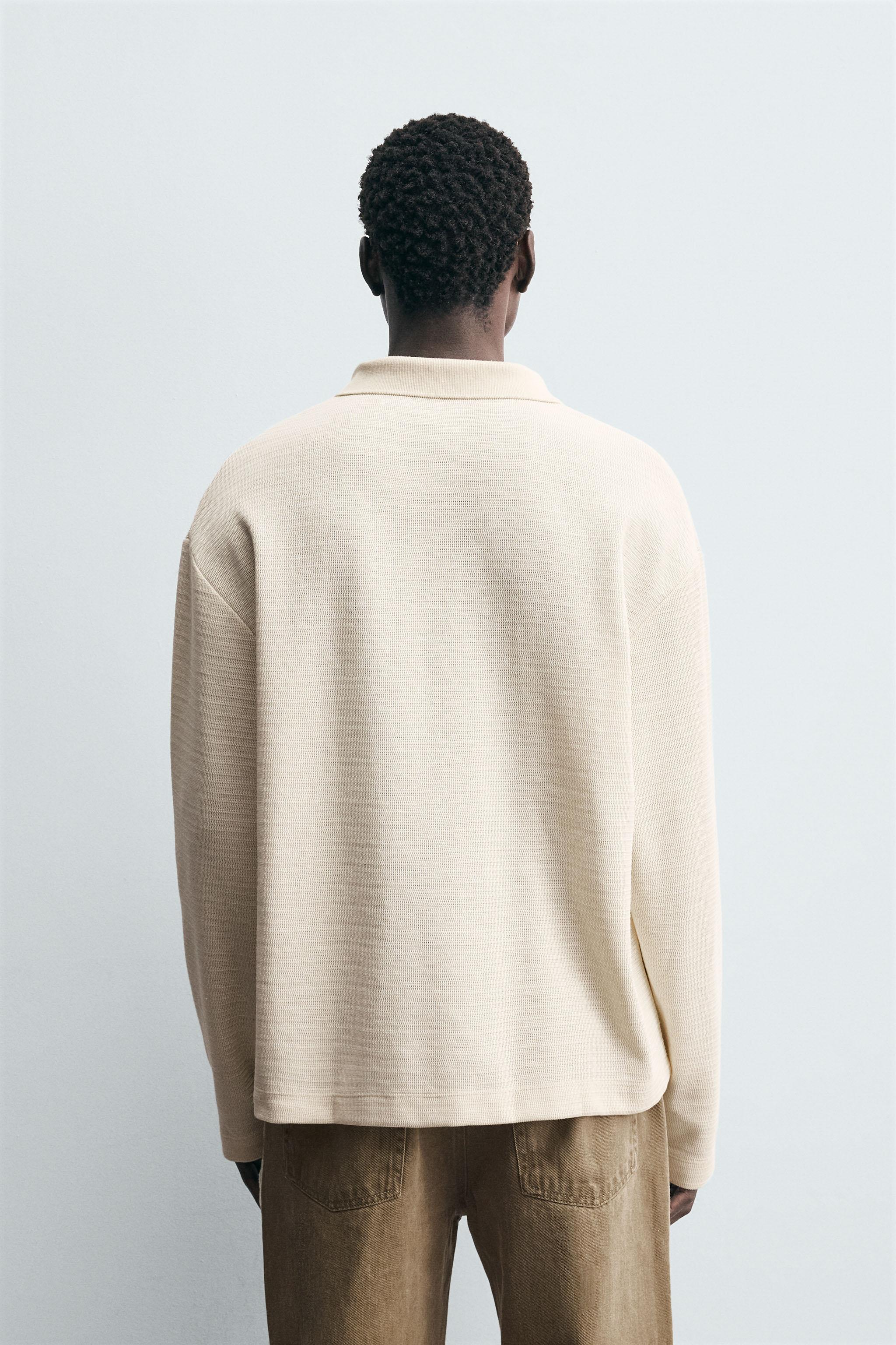 TEXTURED DRAWSTRING POLO SHIRT - Oyster-white | ZARA United States