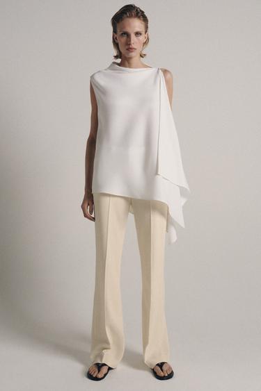 ZW COLLECTION LOW-RISE FLARE TROUSERS - Ecru by Zara - Image 2