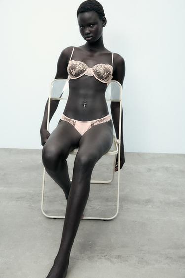 CONTRAST EMBROIDERED BRIEFS - Chalk pink by Zara - Image 0