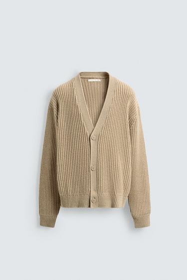 CÁRDIGAN ESTRUCTURA CANALÉ - Beige de Zara