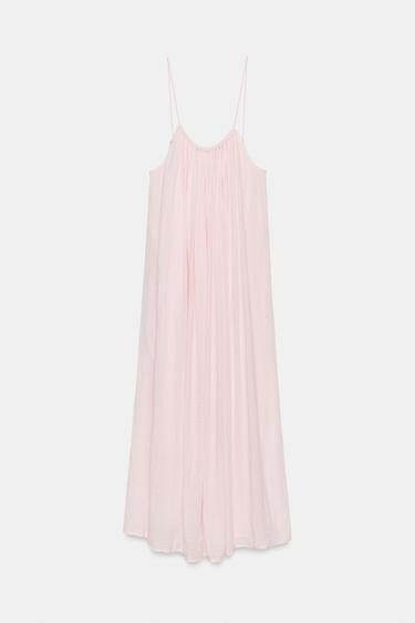 ROBE MI-LONGUE EN GAZE À VOLUME - Rose chewing-gum de Zara - Image 3