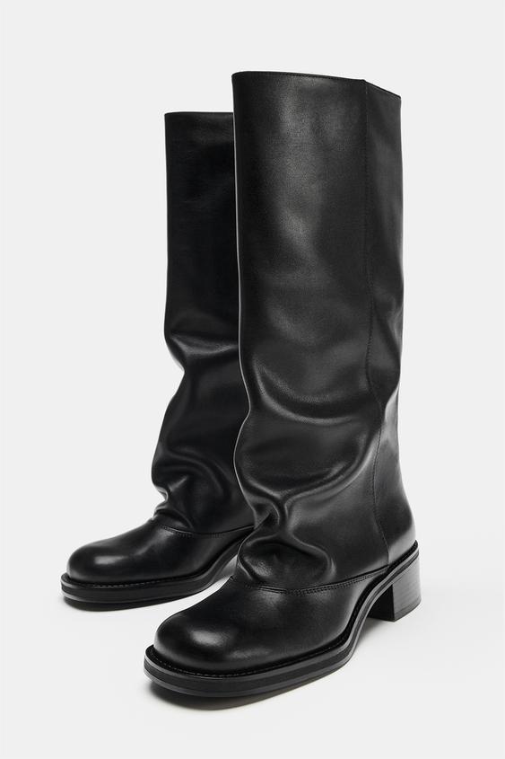 BOTTES MOTARDES EN CUIR - Noir de Zara - Image 2