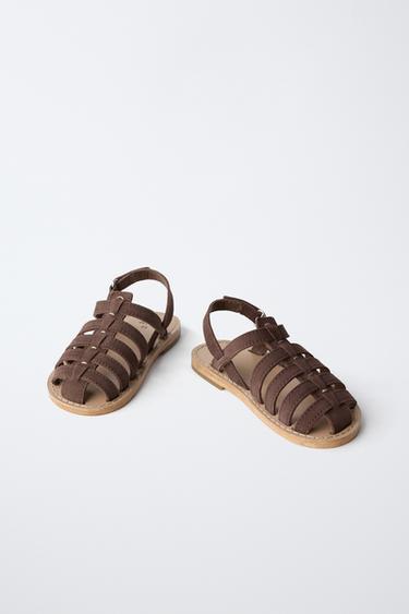 Zara LEATHER FISHERMAN SANDALS - Brown