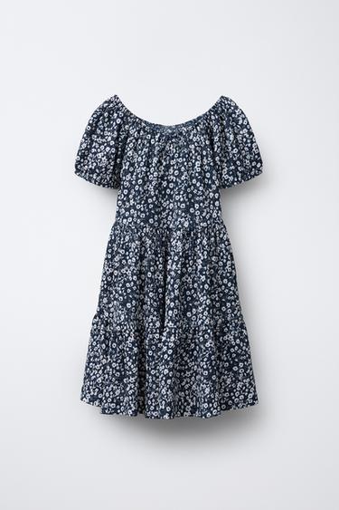 VESTIDO FLORES PANELES - Azul de Zara - Imagen 0