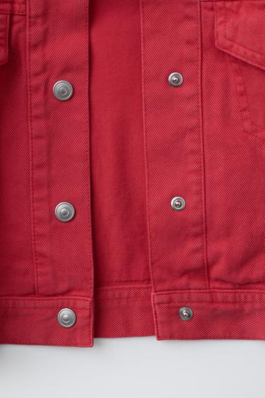 BLOUSON EN SERGÉ UNI - Rouge de Zara - Image 3