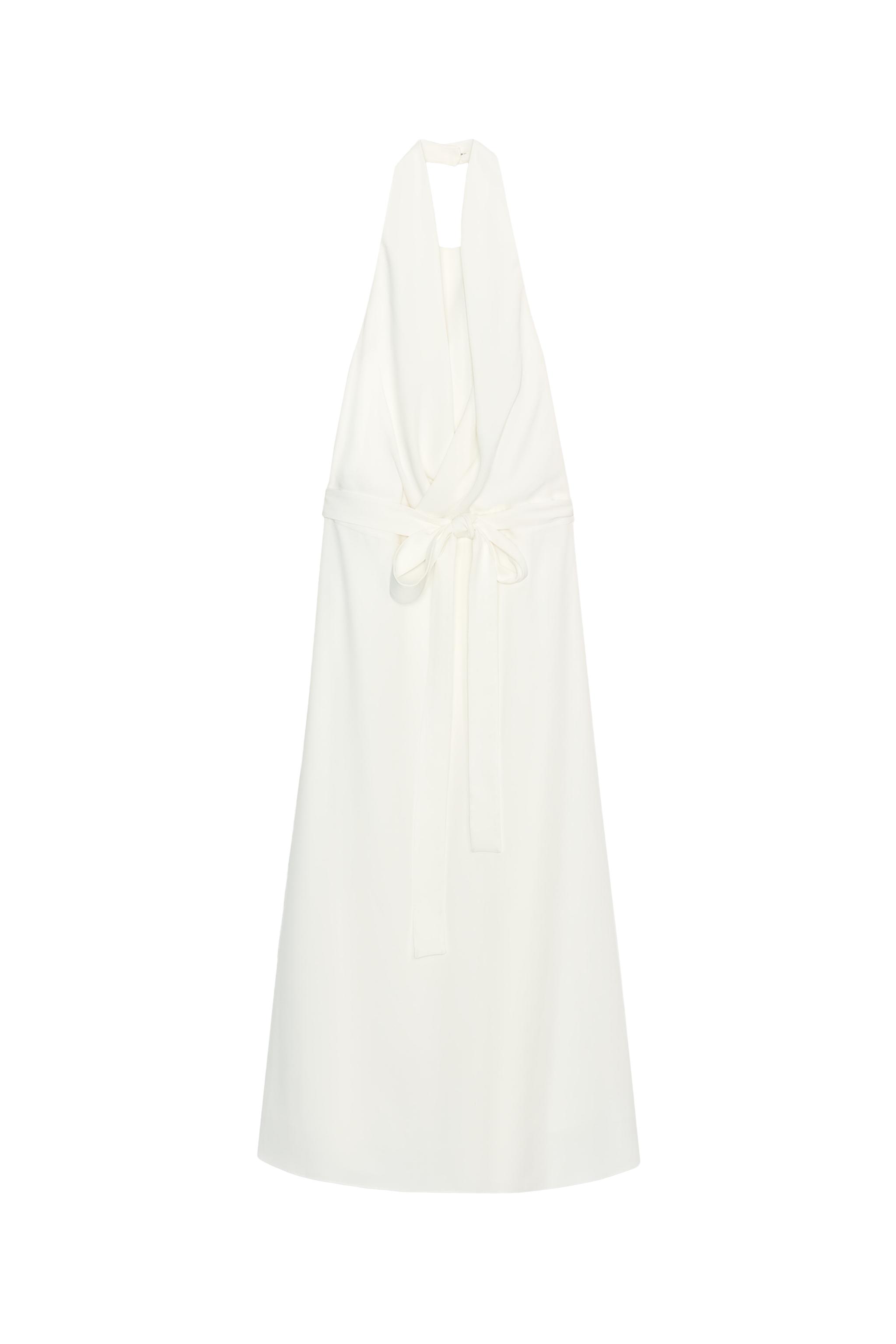 FLOWY HALTER DRESS ZW COLLECTION - Oyster-white | ZARA United States