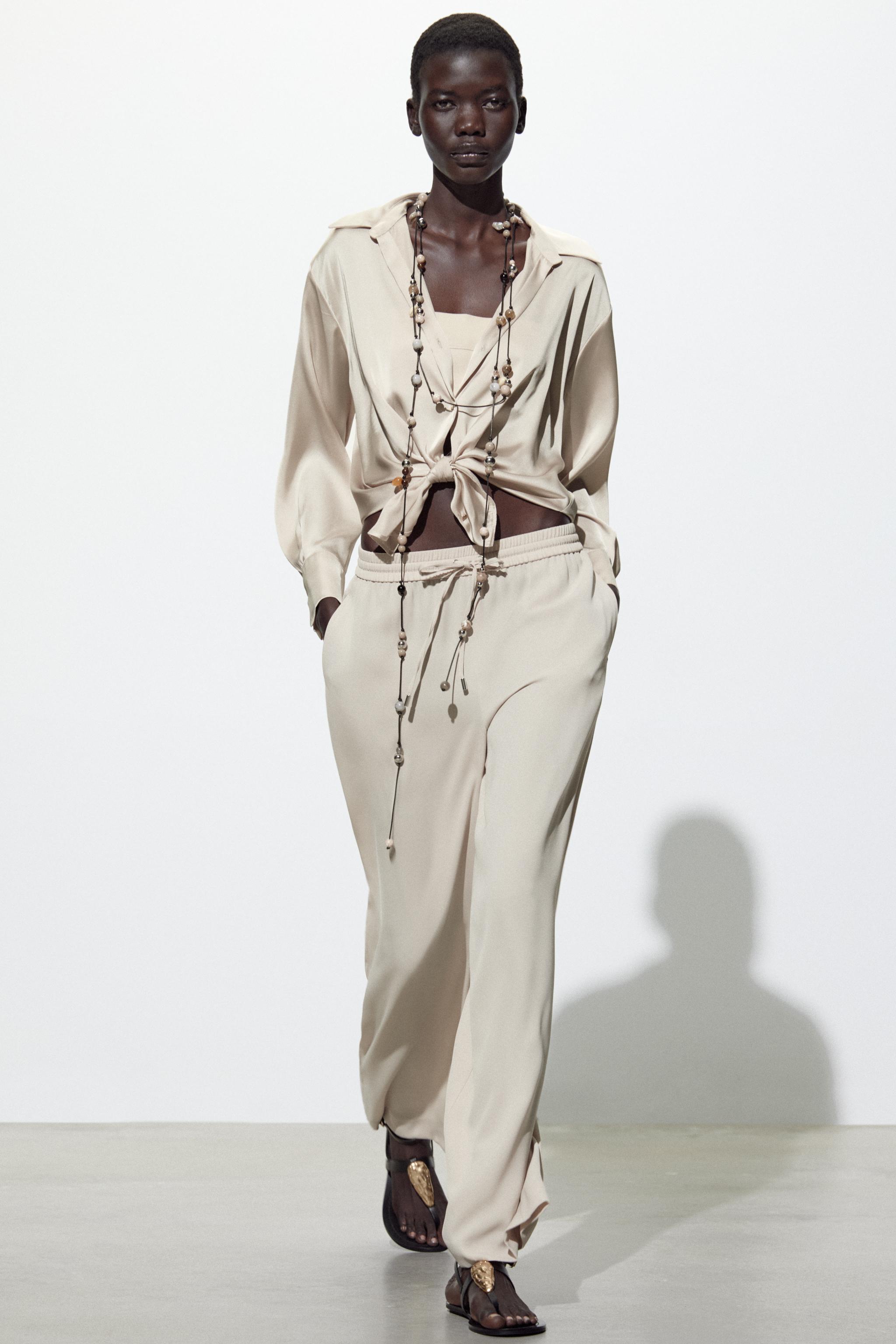 フルイド パジャマスタイル パンツ - ベージュ | ZARA Japan / 日本