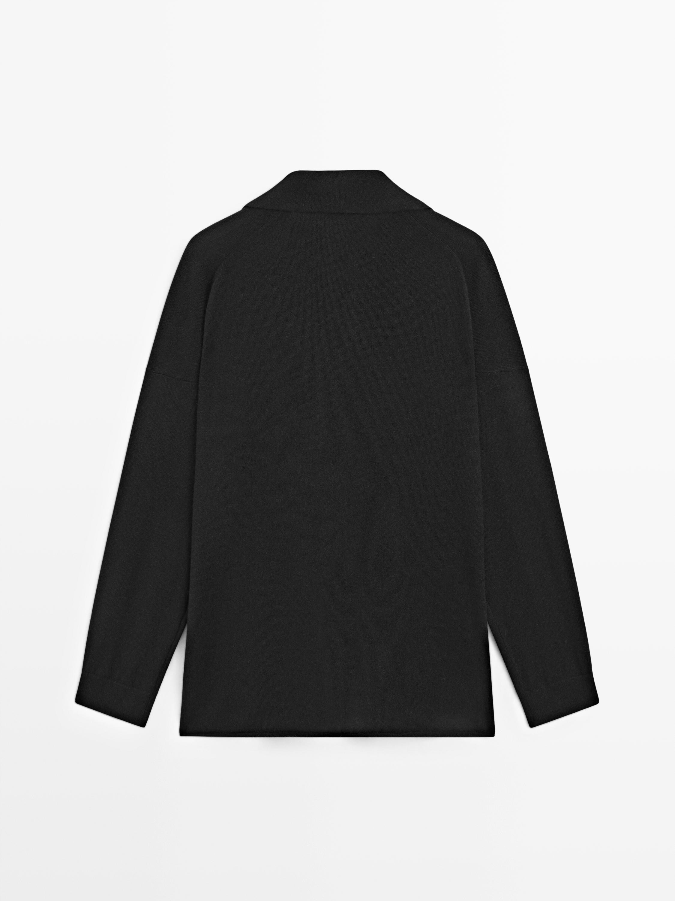100% cashmere oversize polo collar sweater