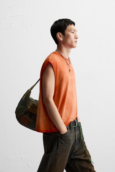 T-SHIRT TANK DÉLAVÉ BRODÉ - Orange de Zara - Image 6