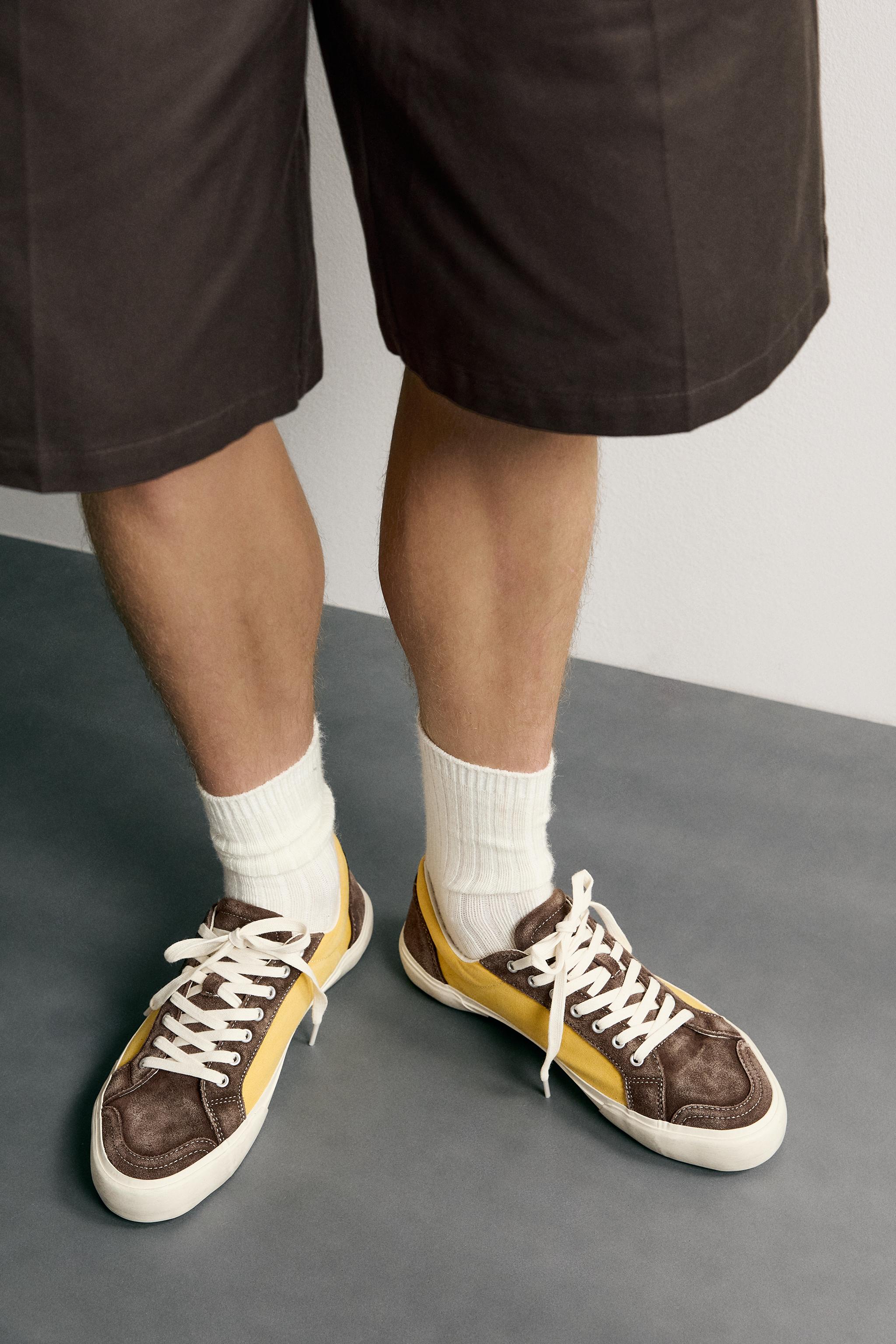 Мужские кроссовки Zara LEATHER MIX SNEAKERS — фото 3