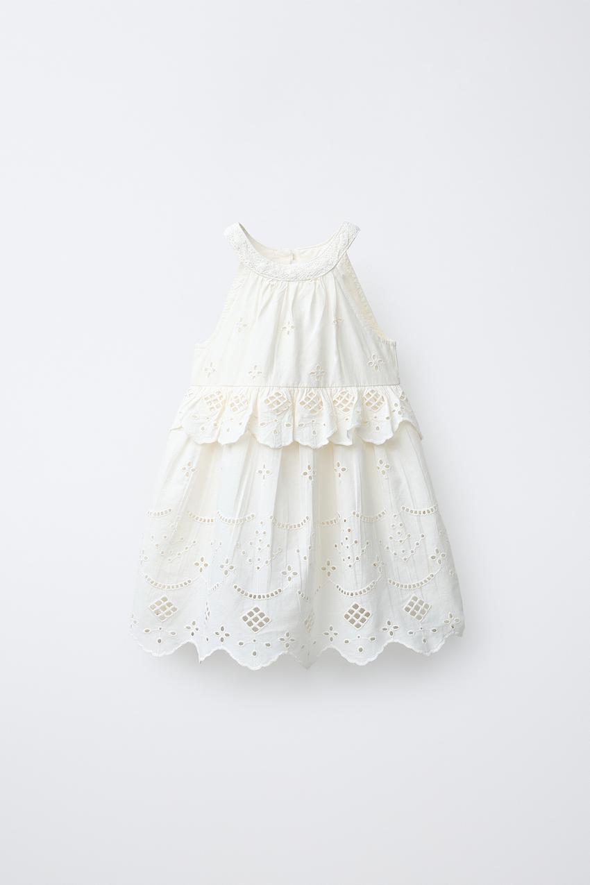 EMBROIDERED HALTER NECK DRESS - Ecru | ZARA United States EMBROIDERED HALTER NECK DRESS - Ecru | ZARA United States