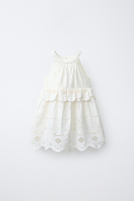 VESTIDO HALTER BORDADOS - Cru da Zara - Imagem 0