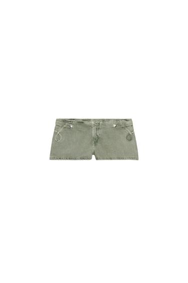 LOW-RISE MINI SHORTS WITH BUTTONS - Green by Zara