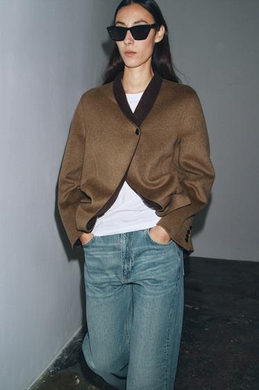 OVERSIZE WOOL BLEND BLAZER ZW COLLECTION - Brown by Zara - Image 2