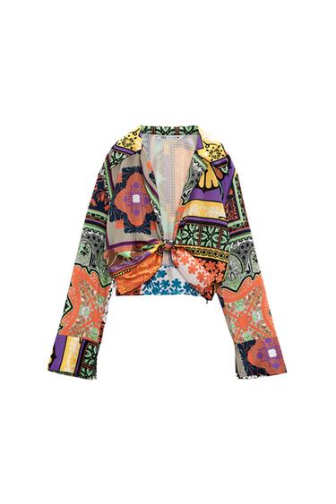 PRINTED CROPPED BLOUSE