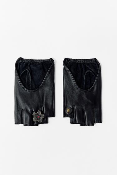MITONES CORTOS PIEL BROCHES - Negro de Zara
