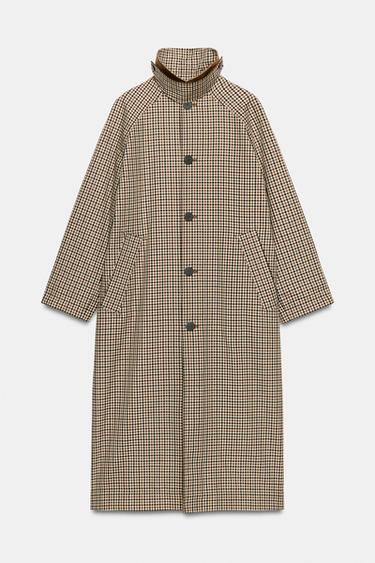 TRENCH CUADROS REVERSIBLE ZW COLLECTION - Caramelo de Zara - Imagen 0