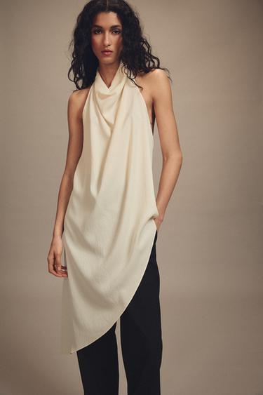 Zara ASYMMETRIC ZW COLLECTION TOP - Oyster-white