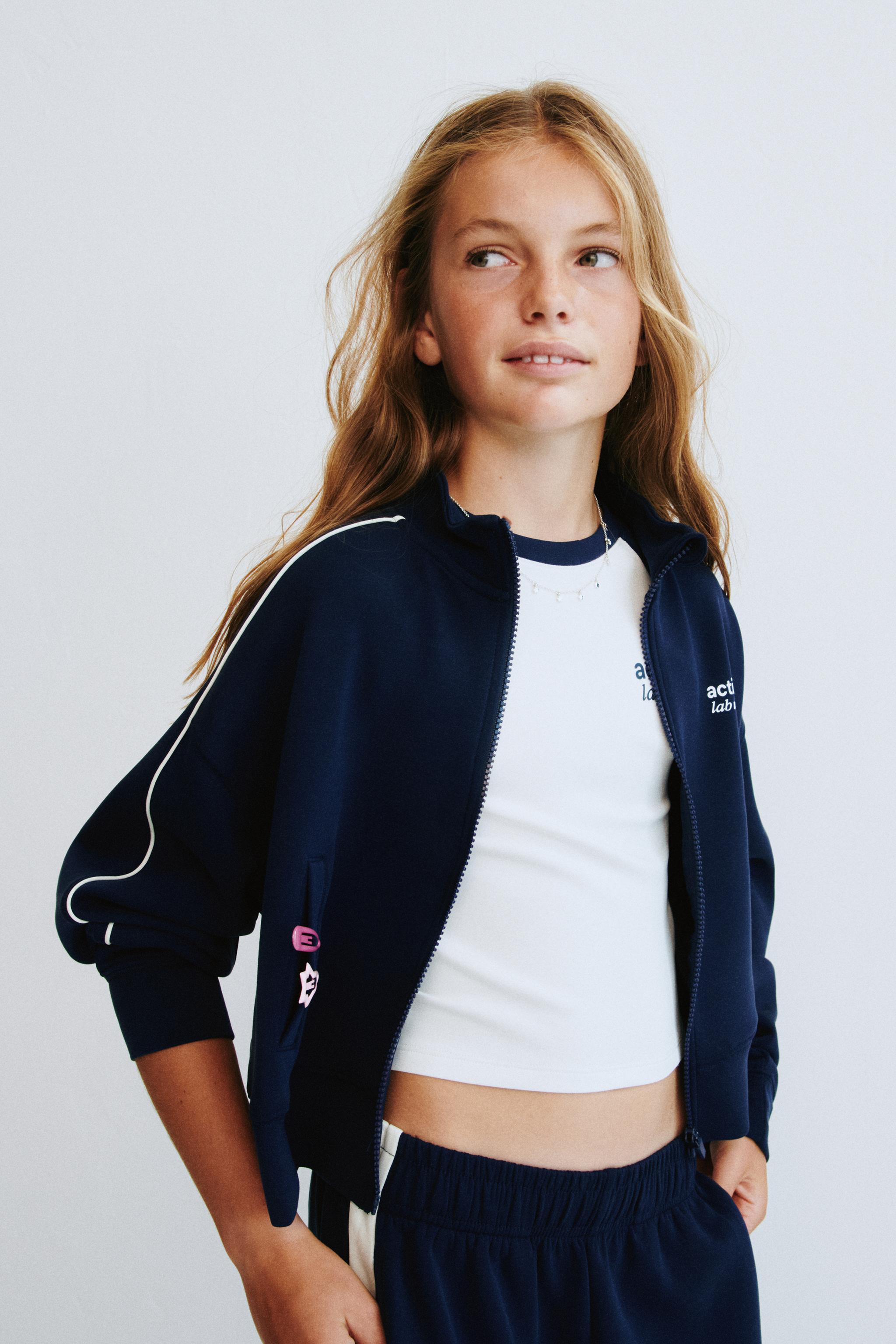 MOLETOM COM ZÍPER E MODAL - Azul-marinho | ZARA Brasil