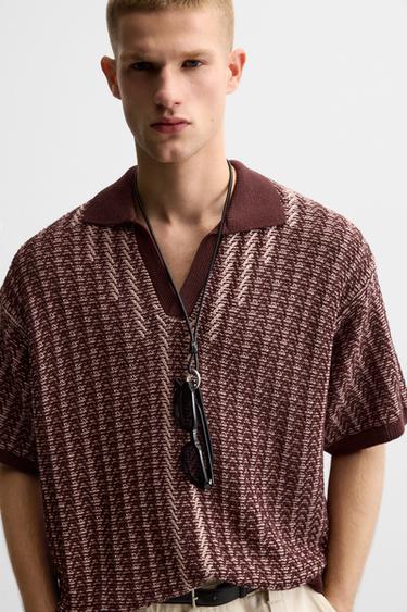 ÁO POLO VẢI DỆT PHỐI MÀU - Màu đỏ tía từ Zara