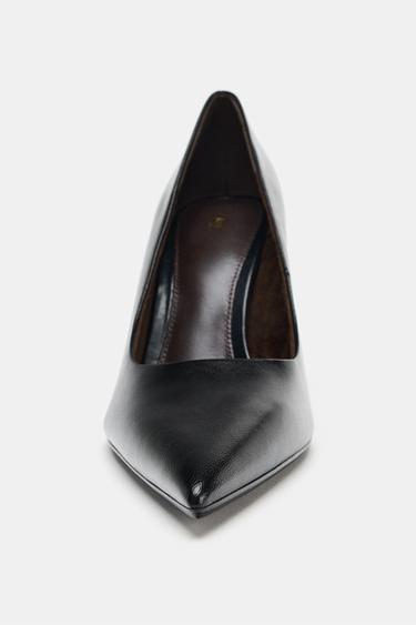 LEATHER HIGH-HEEL SHOES - Black by Zara